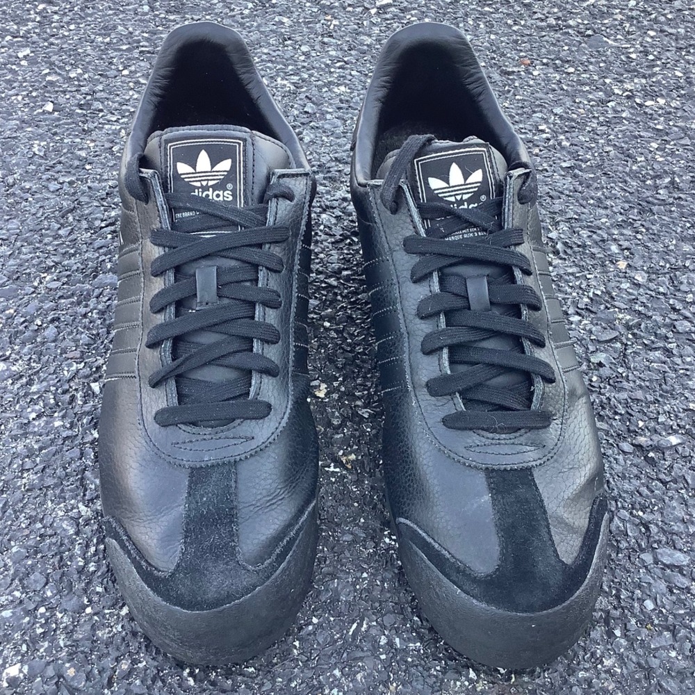 Adidas Samoa Mens‎ Shoes Triple Black Leather Sneakers G22596 Size 13